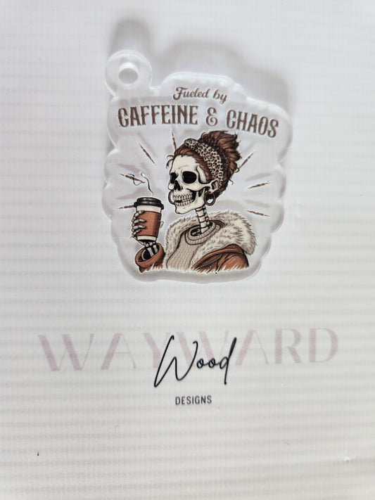 Skeleton Caffeine & Chaos Keyring image 0