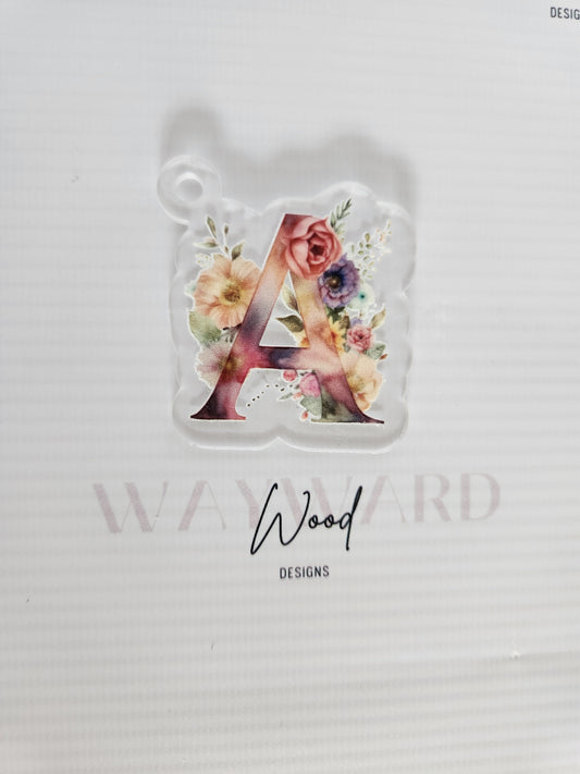 Watercolour Floral Alphabet Keyring image 0