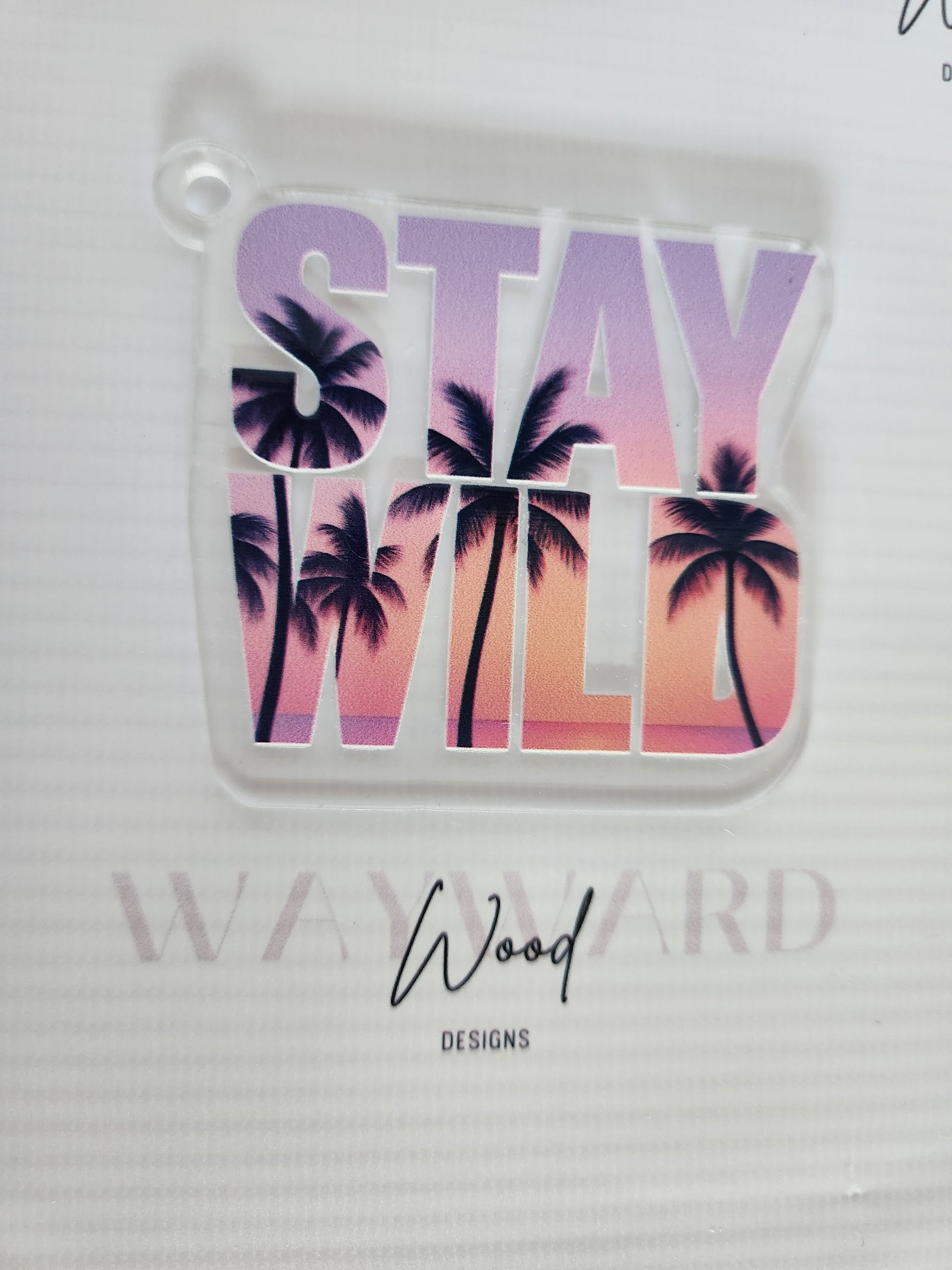 “Stay Wild” Palm Tree Keyring image 0