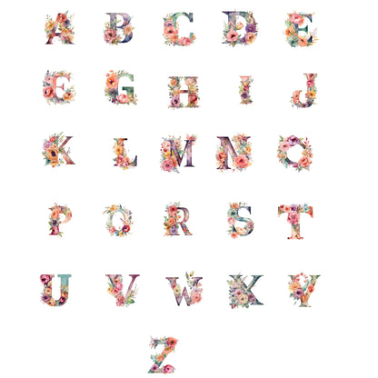 Watercolour Floral Alphabet Keyring