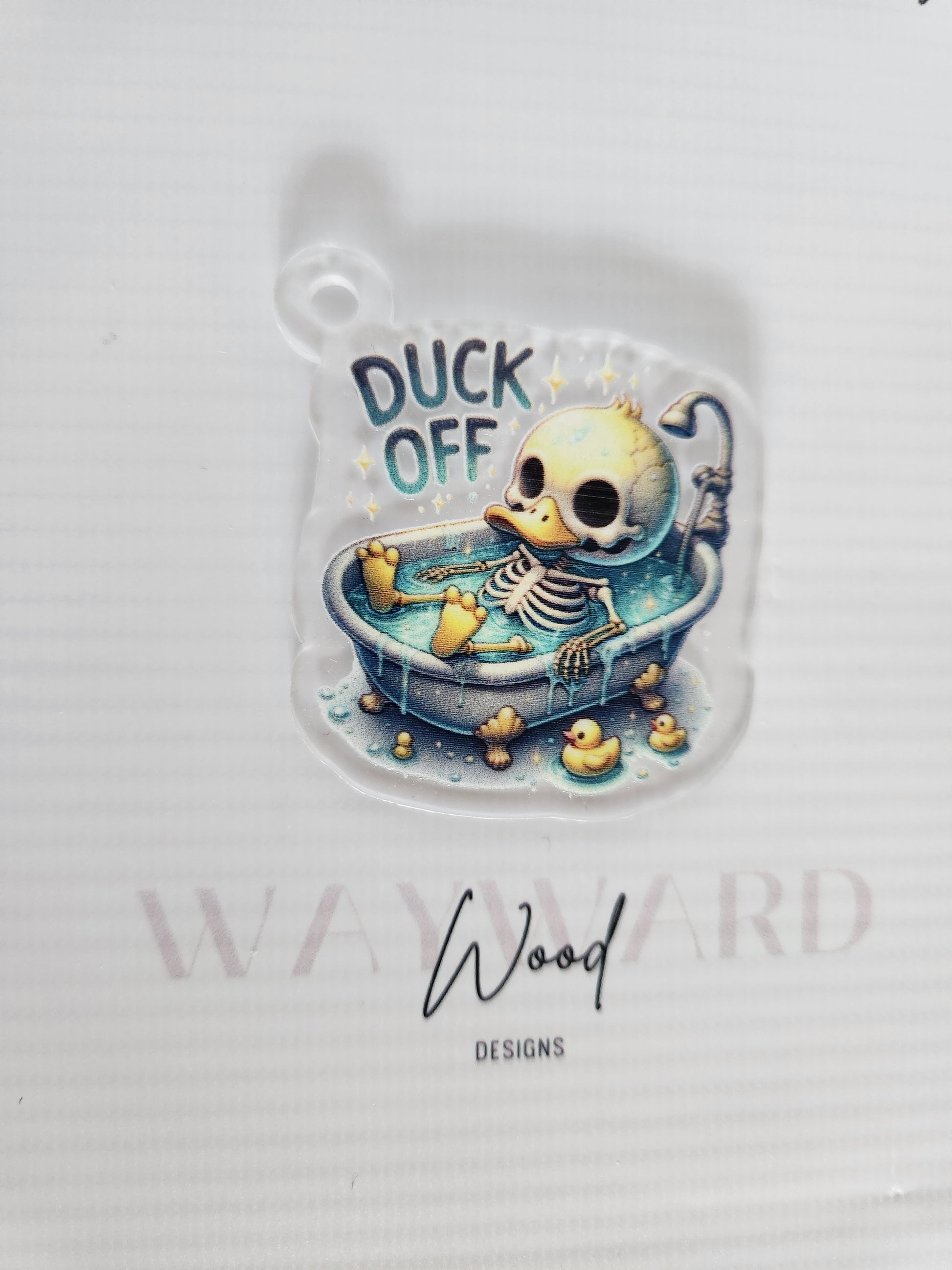 ‘Duck Off’ Skeleton Duck Keyring image 0