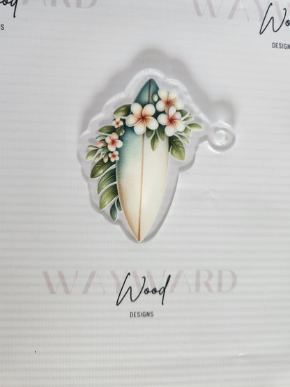 Floral Surfboard Keyring image 1