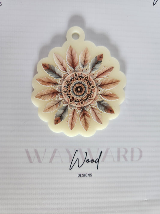 Boho Mandala Feather Keyring image 0