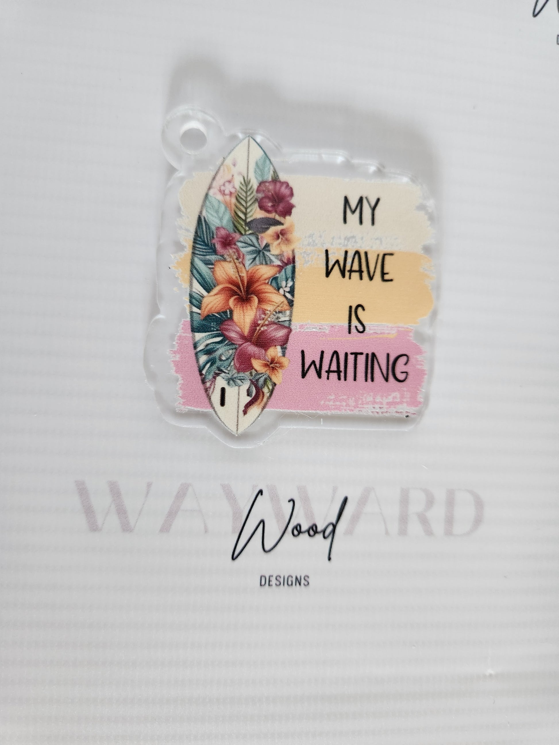 ‘My Wave Is Waiting’ Surfboard Keyring image 0