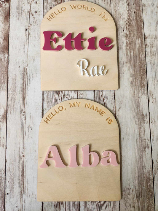copy of Personalised Wooden Arch Baby Name Sign – Custom Newborn Keepsake image 0
