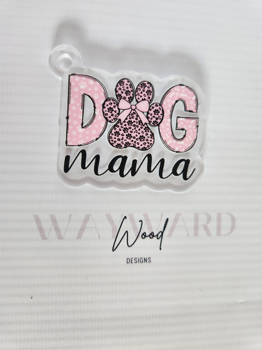 ‘Dog Mama’ Pink Paw Keyring image 0