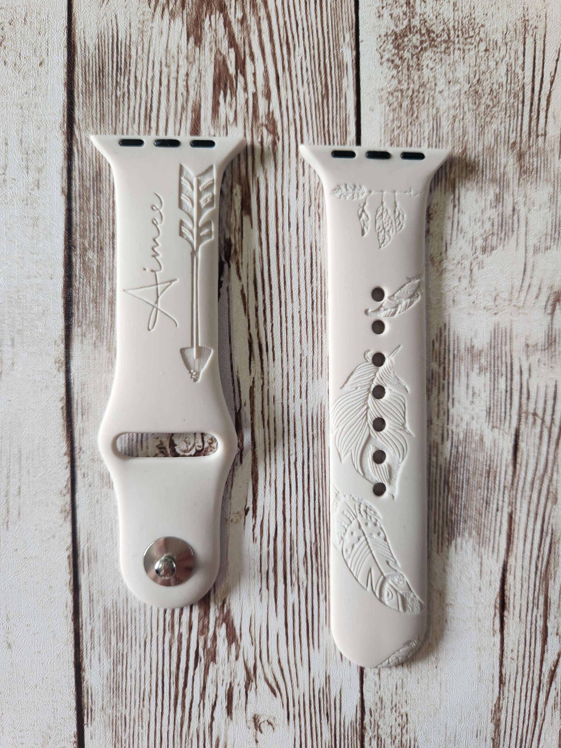 copy of Personalised Feather &amp; Arrow Apple Watch Strap – Engraved Silicone B image 0