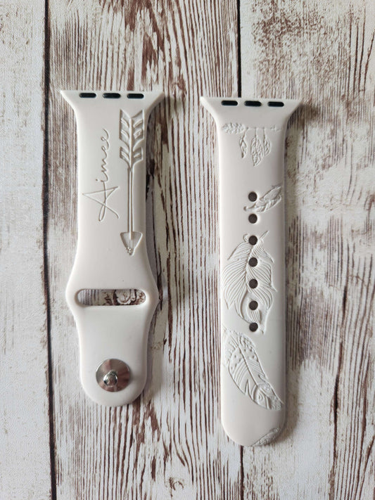 copy of Personalised Feather &amp; Arrow Apple Watch Strap – Engraved Silicone B image 0
