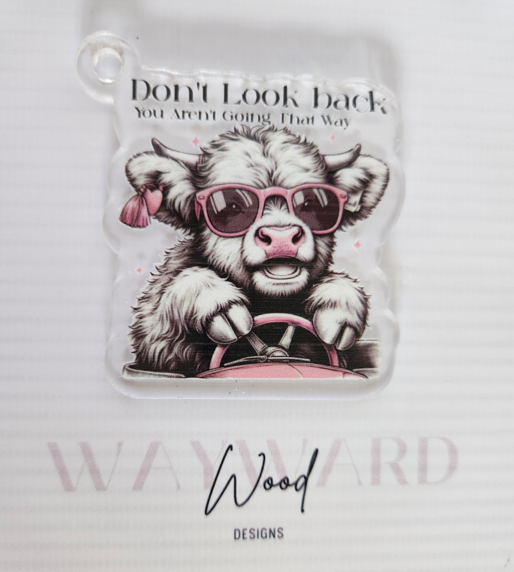 ‘Don’t Look Back’ Baby Cow Keyring image 0