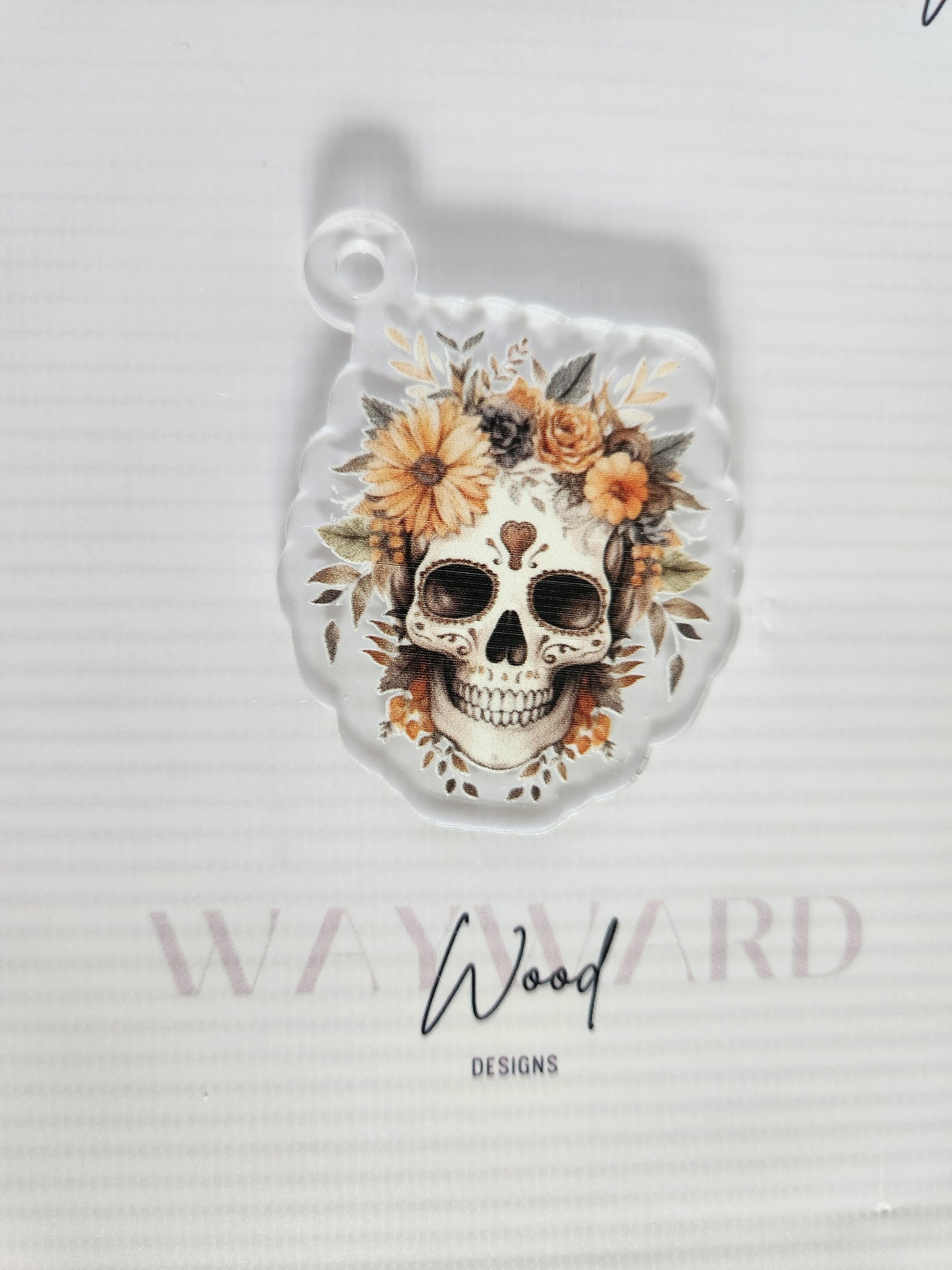 Boho Floral Skull Keyring image 0
