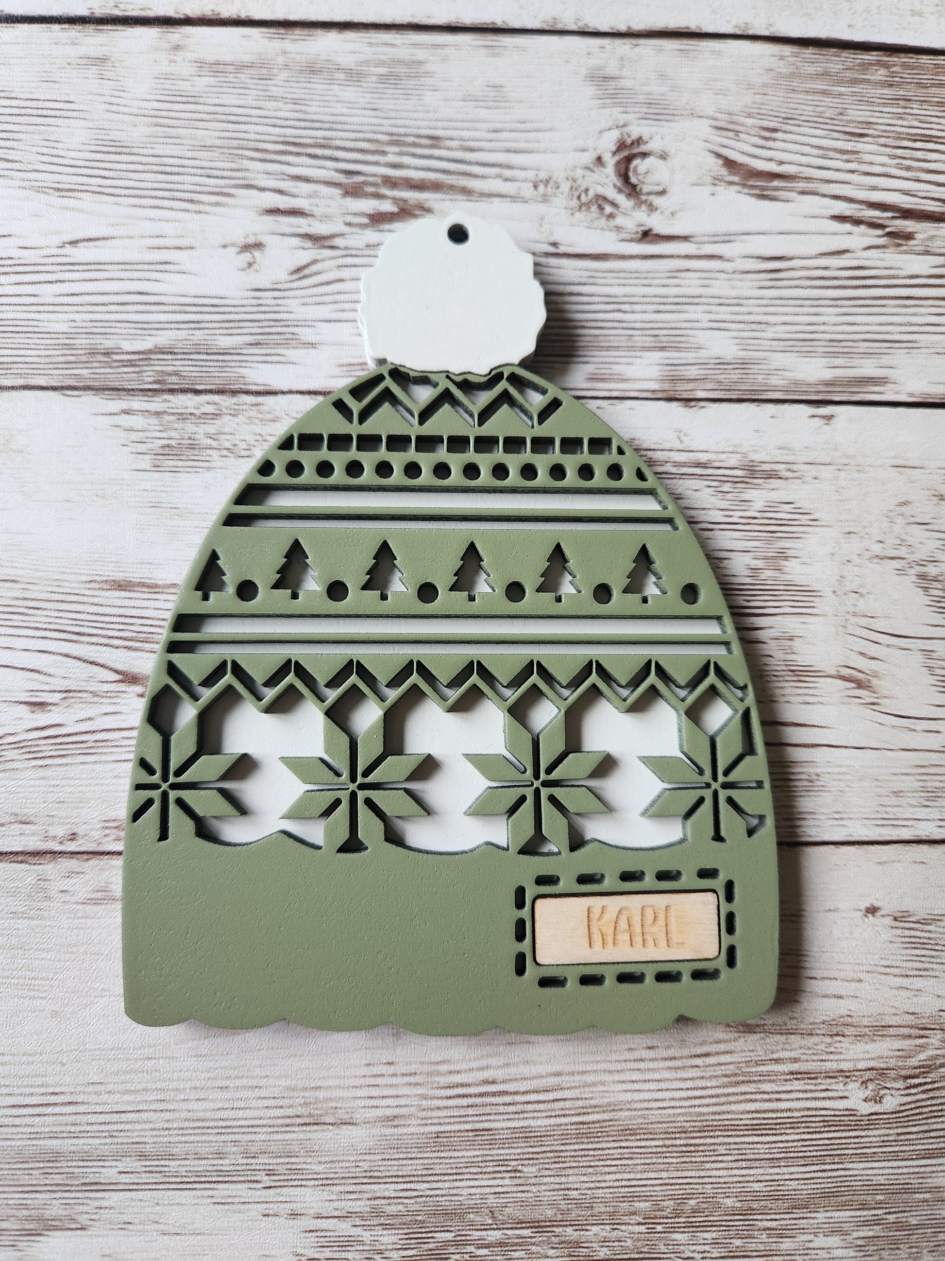 Personalised Winter Hat Christmas Ornament image 1