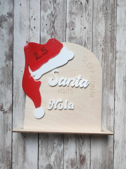 Personalised Santa Countdown Sign – Wooden Christmas Arch with Writable Acrylic image 0