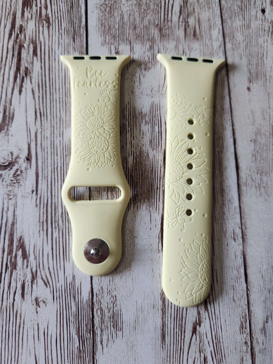 copy of Sunflower &amp; Bee Engraved Silicone Apple Watch Strap – Nature-Inspire image 0