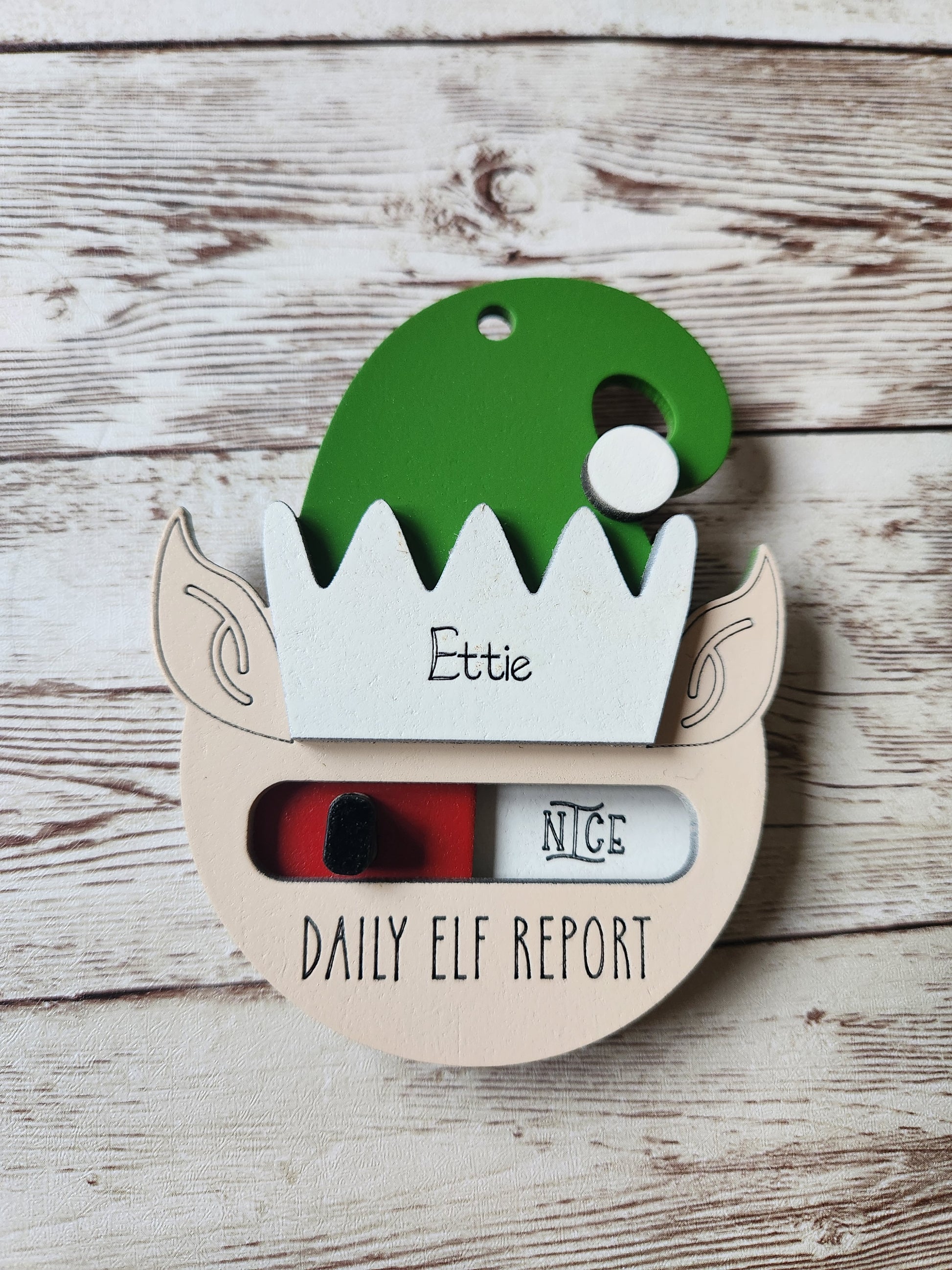 Personalised Elf Naughty or Nice Christmas Ornament image 1