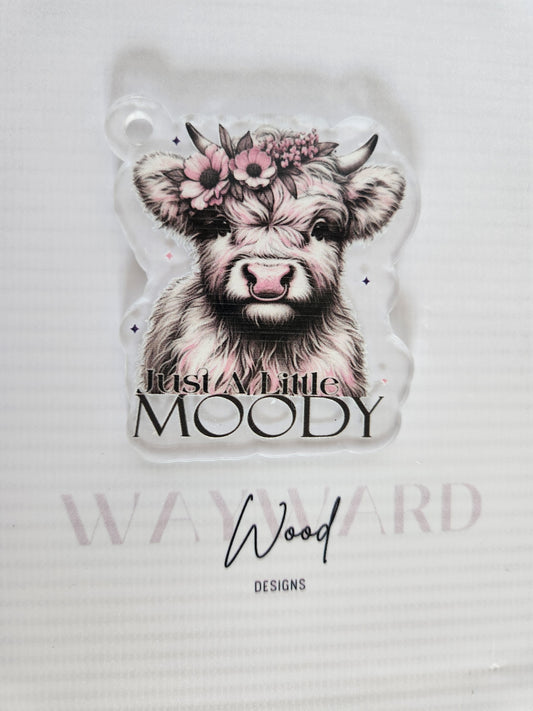 “Just a Little Moody” Cow Keyring image 0