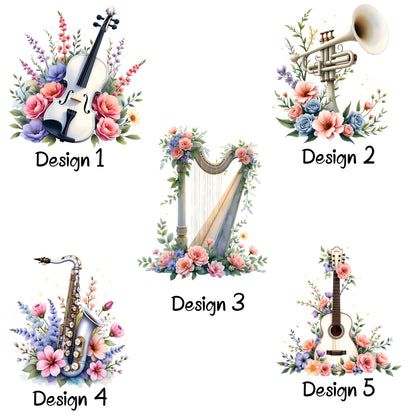 Floral Musical Instrument Keyring