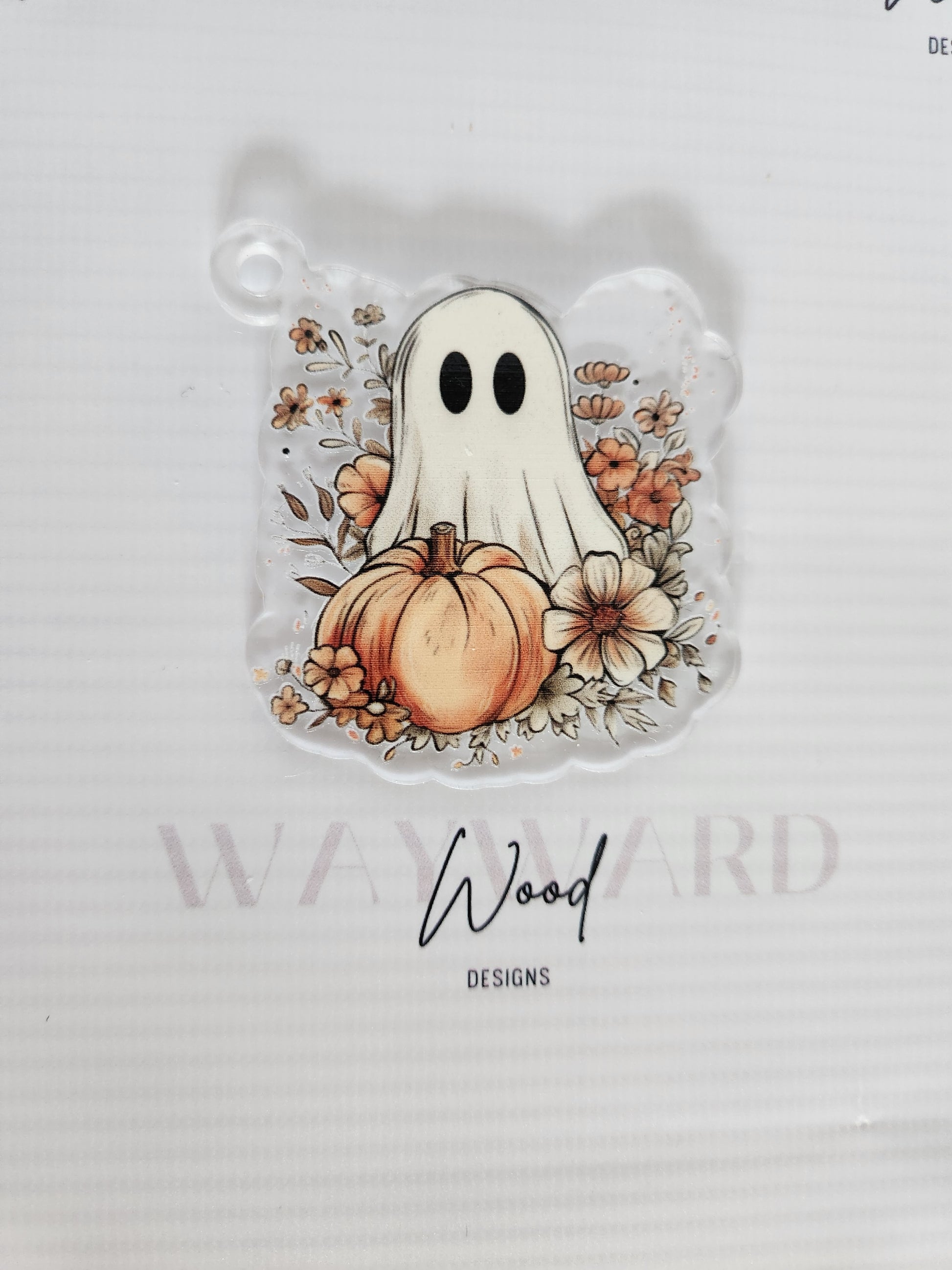 Ghost & Pumpkin Floral Keyring image 1