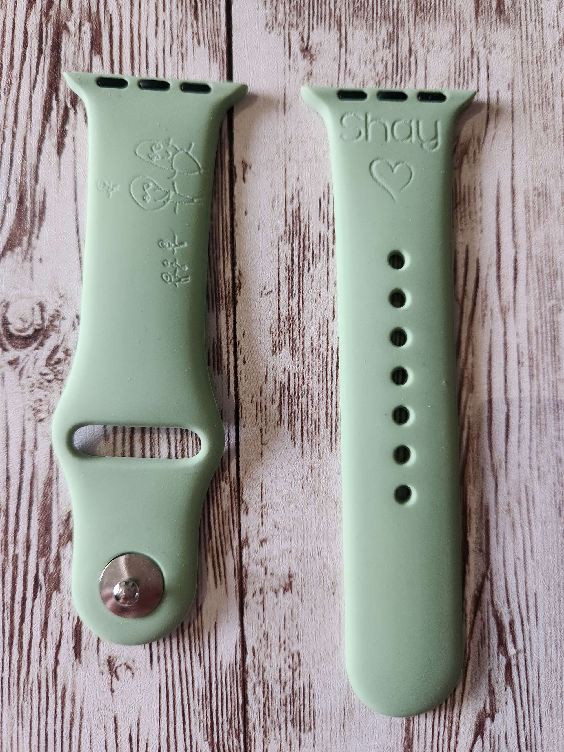 copy of Custom Child’s Drawing Apple Watch Strap – Engraved Silicone Band with H image 0