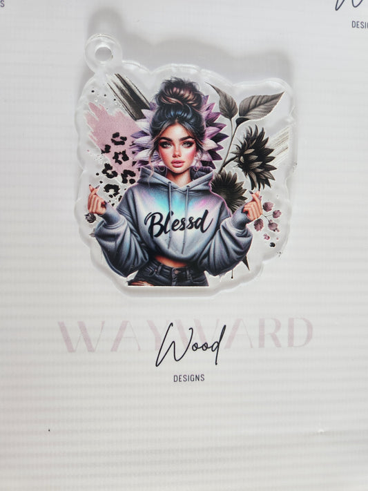 “Blessed” Hoodie Woman Keyring image 0