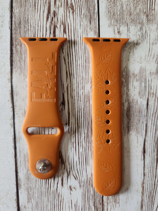 copy of Fall Themed Apple Watch Strap – Engraved Silicone Band with Autumn Leave image 0
