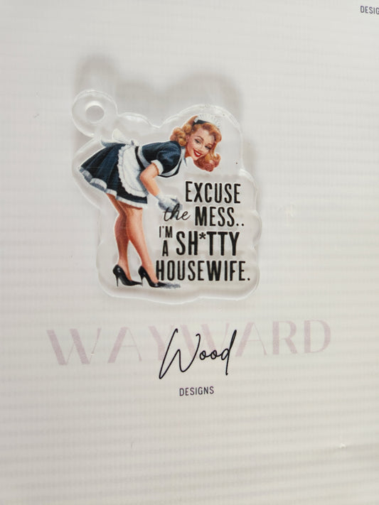 Vintage Housewife Humour Keyring image 0