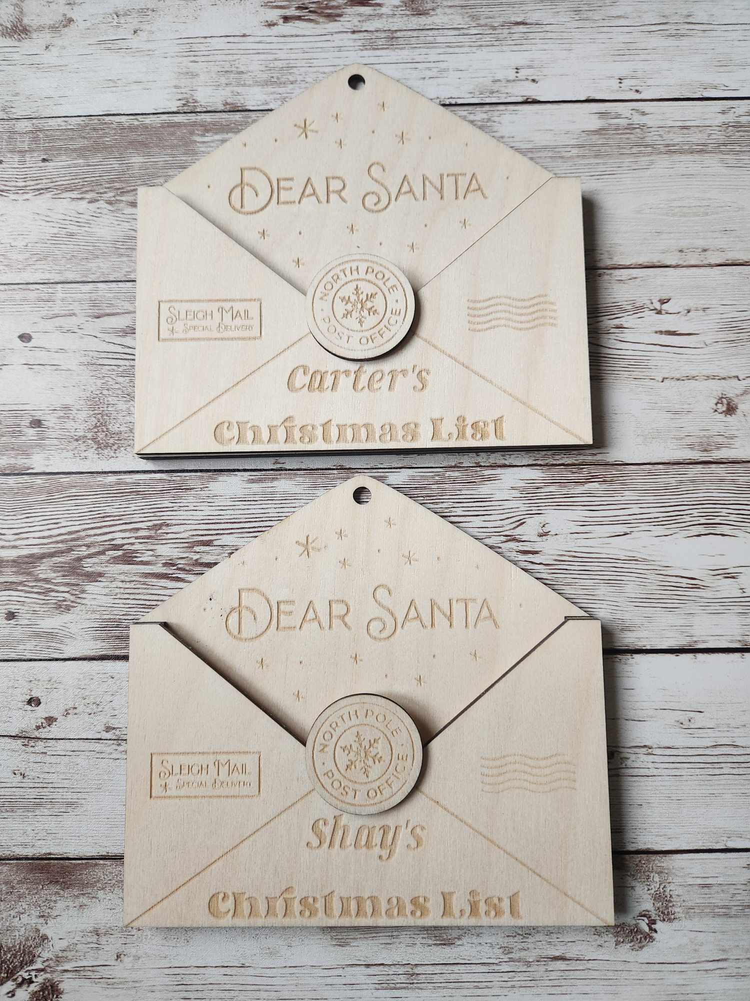 Personalised ‘Dear Santa’ Letter Ornament – Wooden Christmas Keepsake image 1