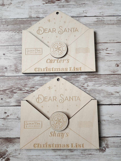 Personalised ‘Dear Santa’ Letter Ornament – Wooden Christmas Keepsake image 1