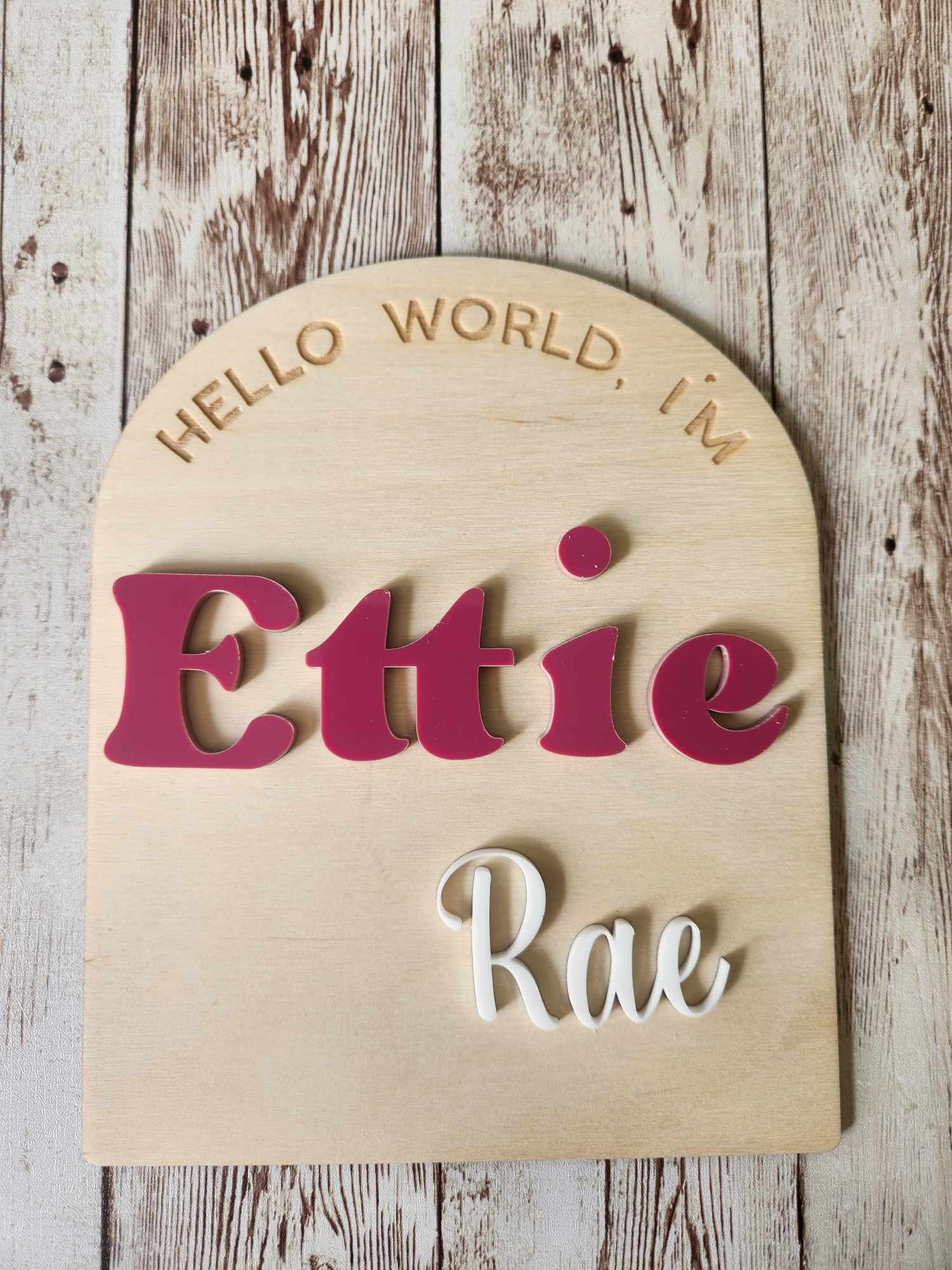 copy of Personalised Wooden Arch Baby Name Sign – Custom Newborn Keepsake image 1