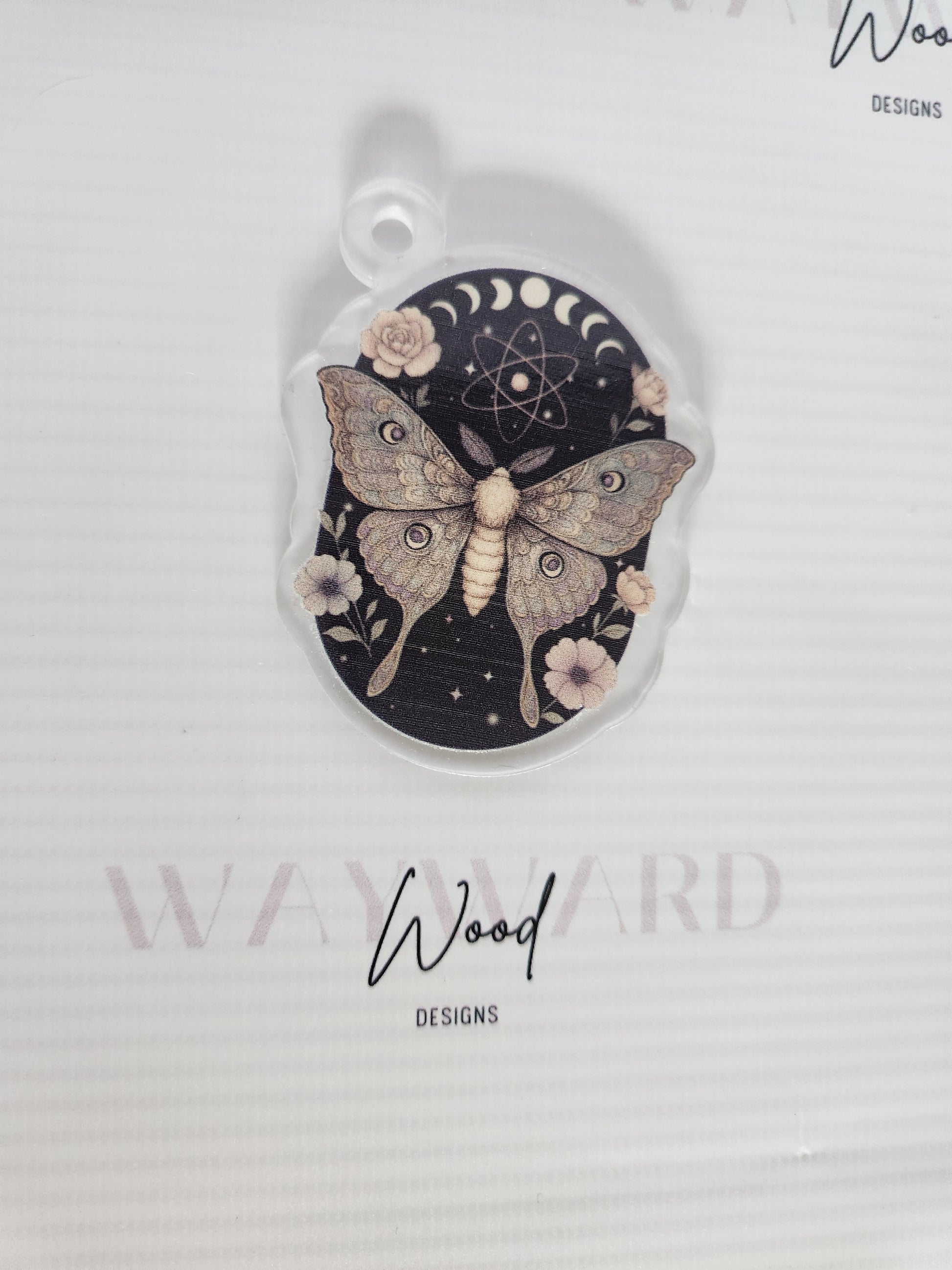 Boho Moth & Moon Phases Keyring image 0