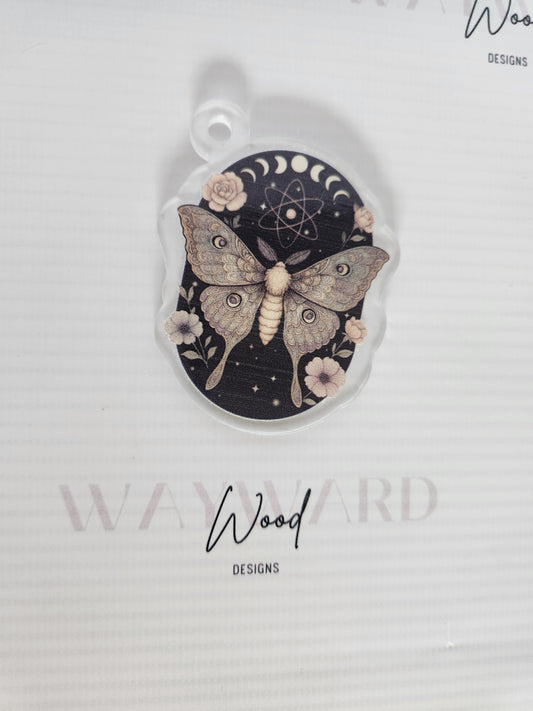 Boho Moth & Moon Phases Keyring image 0