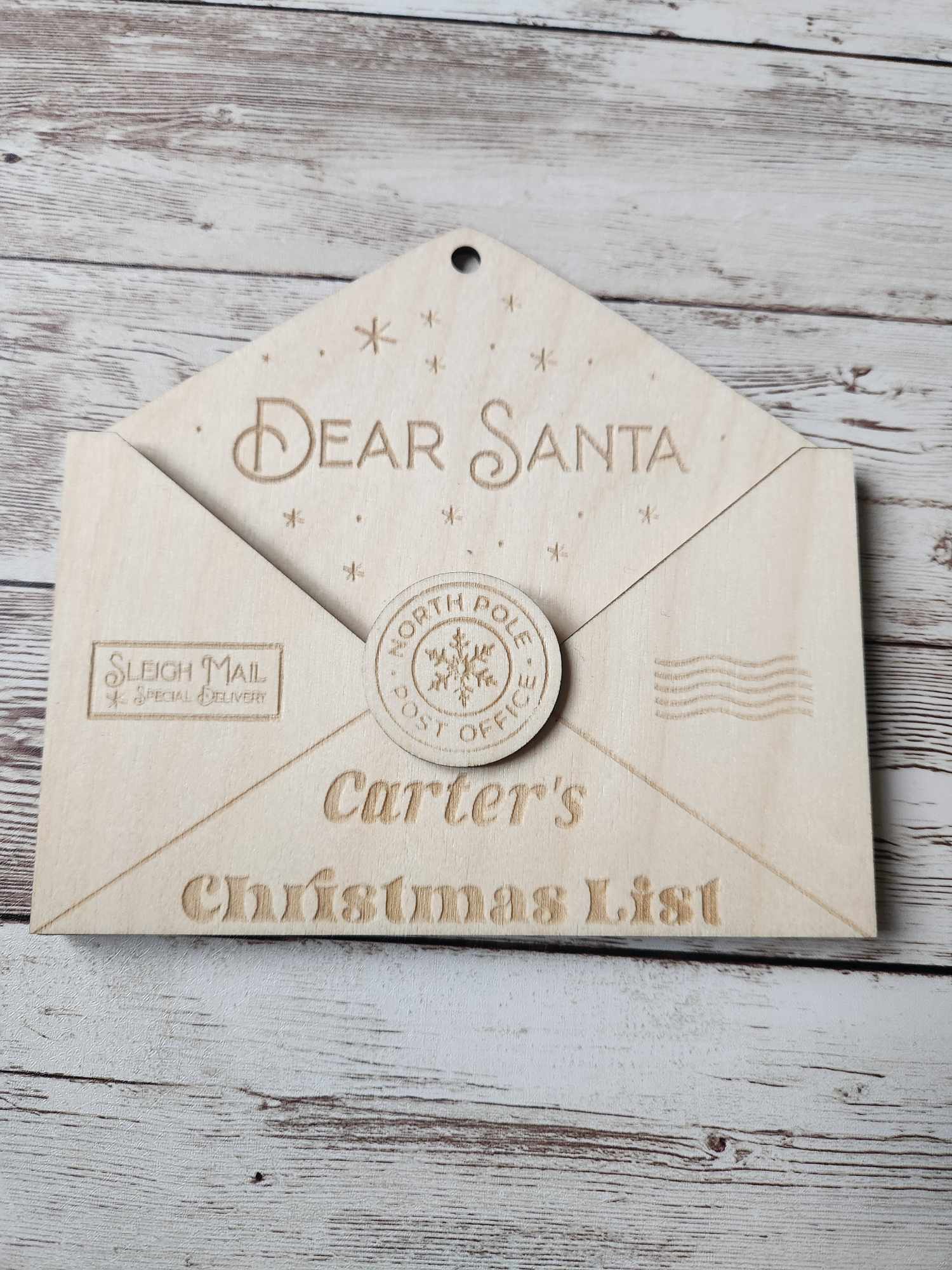 Personalised ‘Dear Santa’ Letter Ornament – Wooden Christmas Keepsake image 0