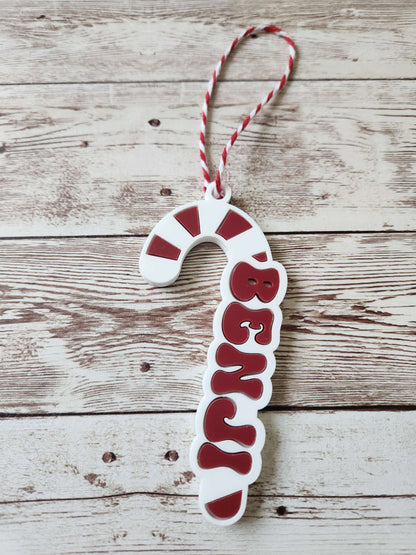 Personalised Candy Cane Christmas Ornament image 1