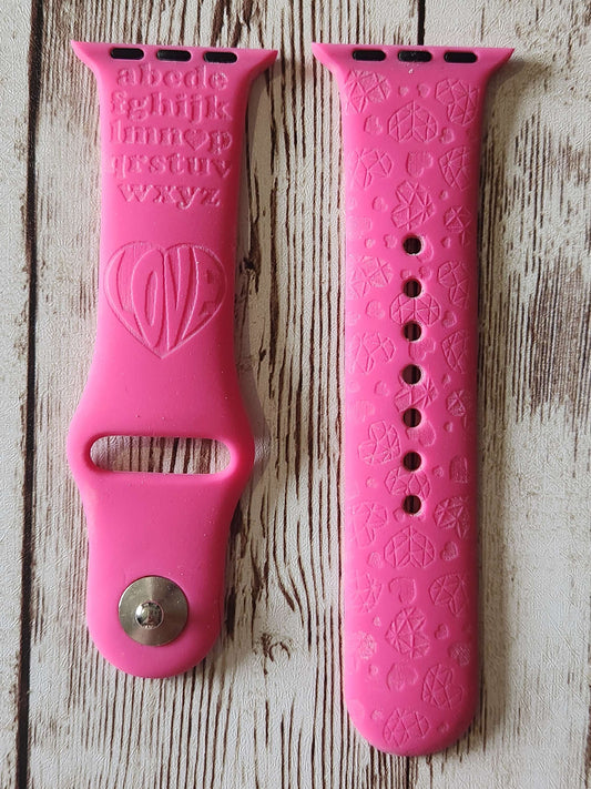 copy of Geometric Hearts Engraved Silicone Apple Watch Strap – Romantic Love-Ins image 0