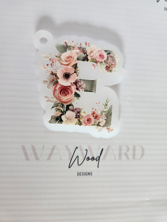 copy of copy of Floral Letter Keyring image 0