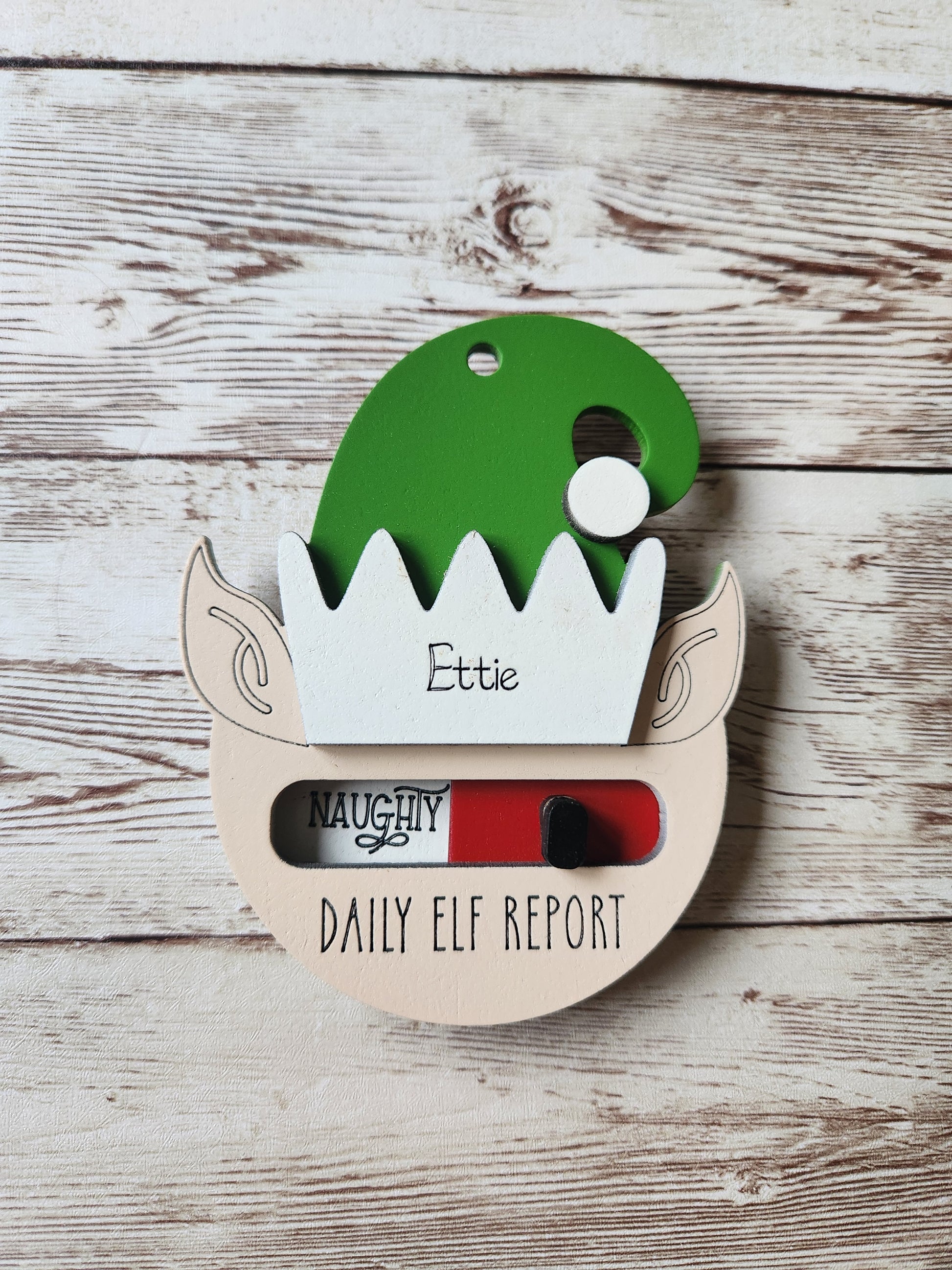 Personalised Elf Naughty or Nice Christmas Ornament image 0