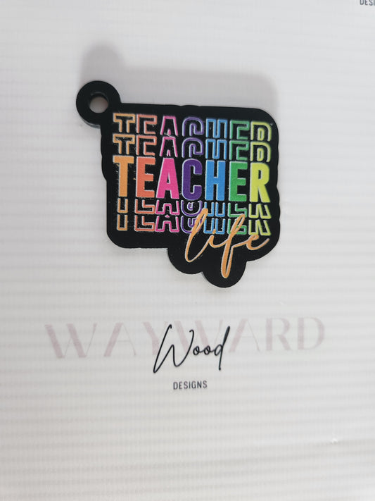 ‘Teacher Life’ Rainbow Keyring image 0