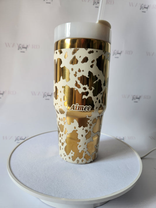 Personalised Cow Print Stainless Steel Tumbler