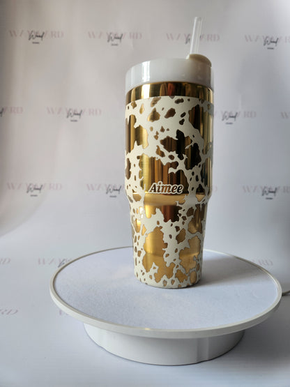 Personalised Cow Print Stainless Steel Tumbler