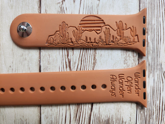 Cactus & Sunset Engraved Apple Watch Strap