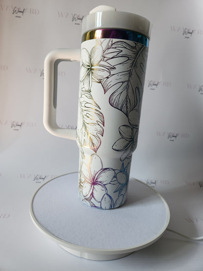 Jungle Leaves and Floral Pattern Tumbler