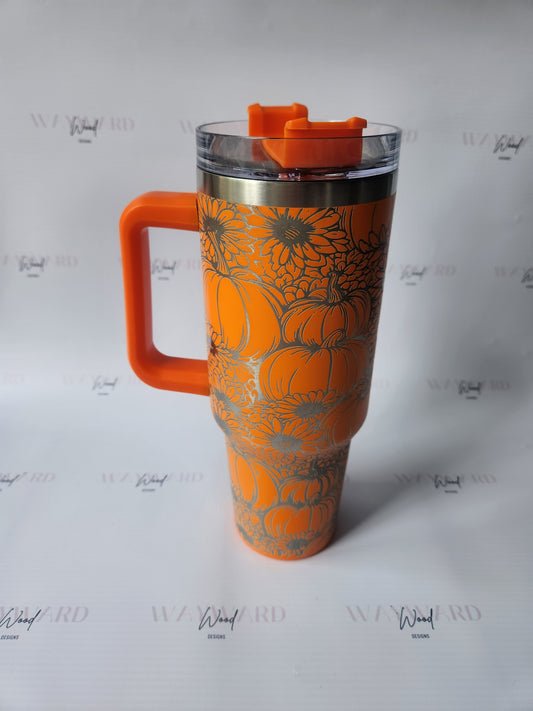 Pumpkin Floral Tumbler